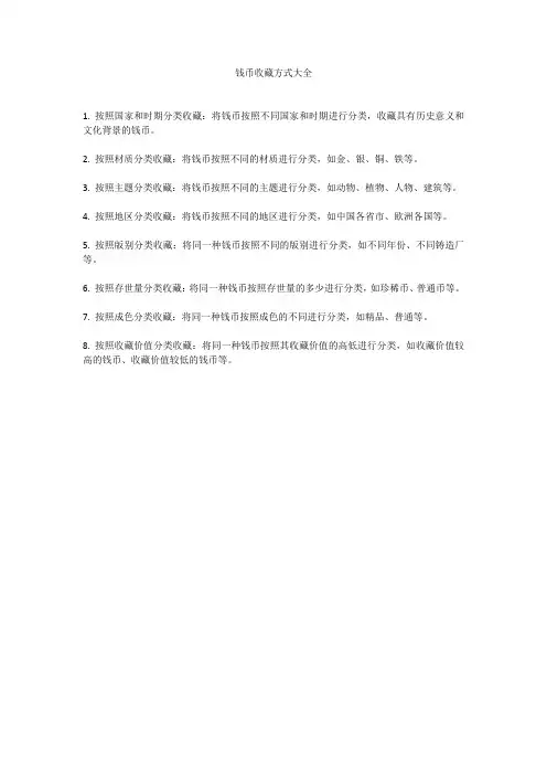 钱币收藏方式大全