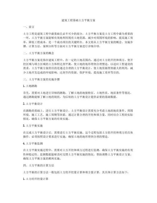 建筑工程基础土方平衡方案
