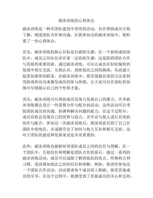 破冰训练的心得体会