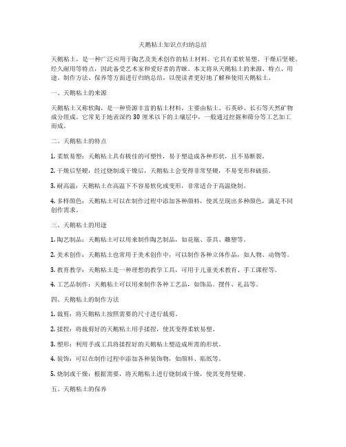 天鹅粘土知识点归纳总结