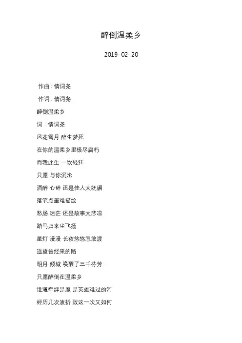 情词尧—醉倒温柔乡—歌词