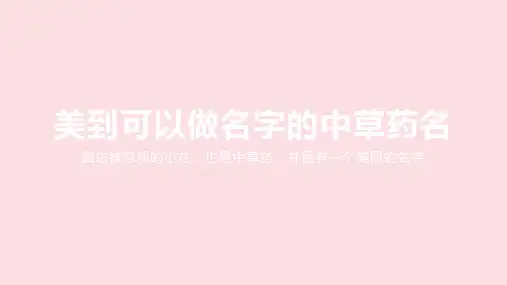 有韵味的中草药名字