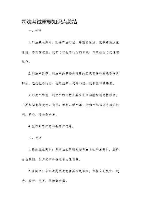 司法考试重要知识点总结