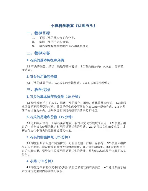 小班科学教案《认识石头》