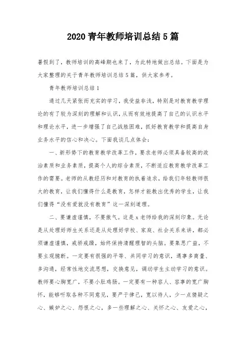2020青年教师培训总结5篇