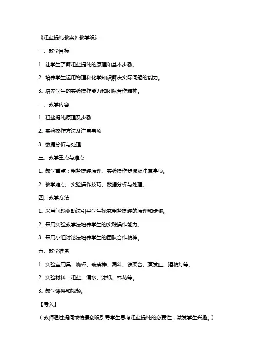 《粗盐提纯教案》教学设计