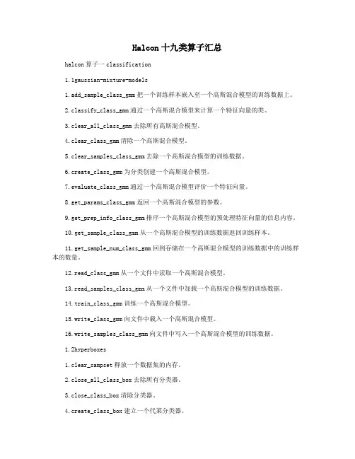 Halcon十九类算子汇总