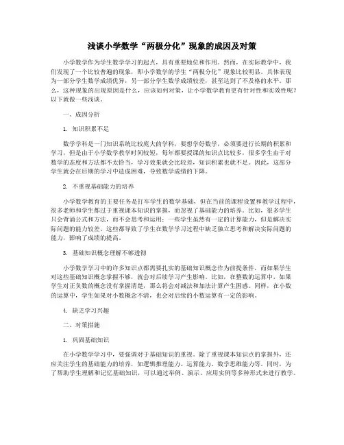 浅谈小学数学“两极分化”现象的成因及对策