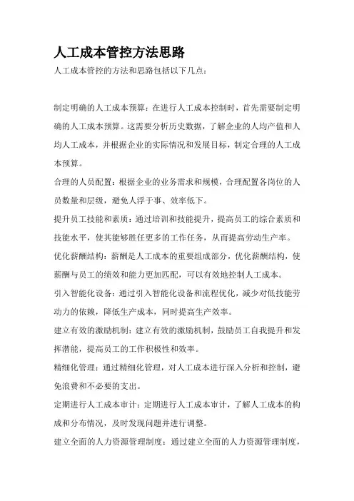 人工成本管控方法思路