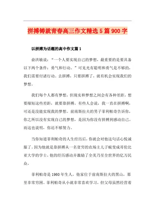 拼搏铸就青春高三作文精选5篇900字