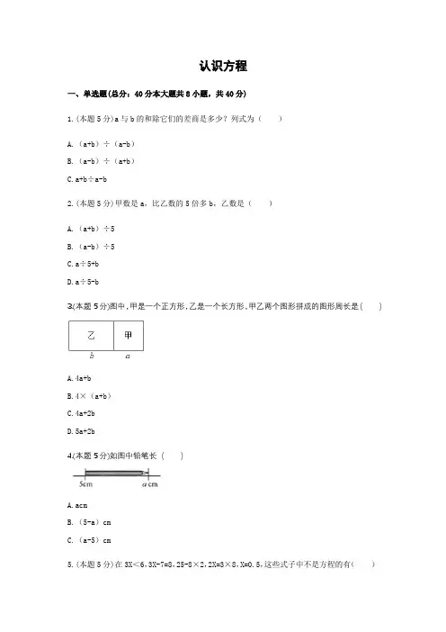 小学数学解方程练习(认识方程)(含解析)(1)