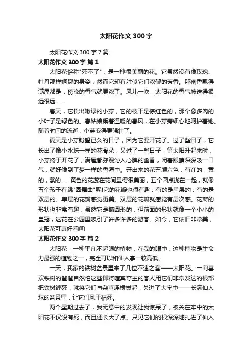 太阳花作文300字7篇