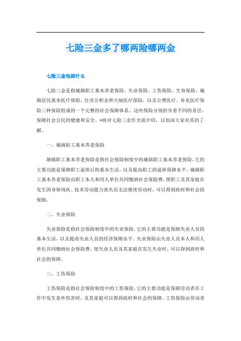 七险三金多了哪两险哪两金