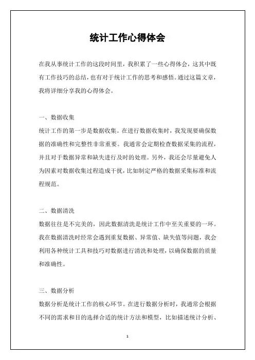 统计工作心得体会