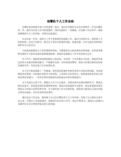 法警队个人工作总结
