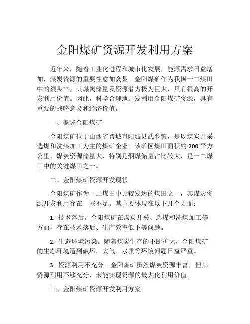 金阳煤矿资源开发利用方案
