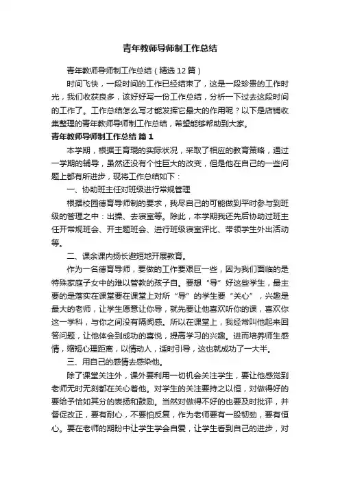 青年教师导师制工作总结