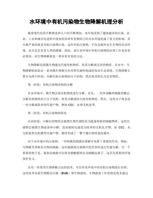 水环境中有机污染物生物降解机理分析