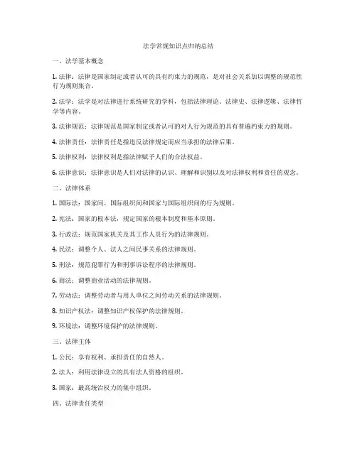 法学常规知识点归纳总结