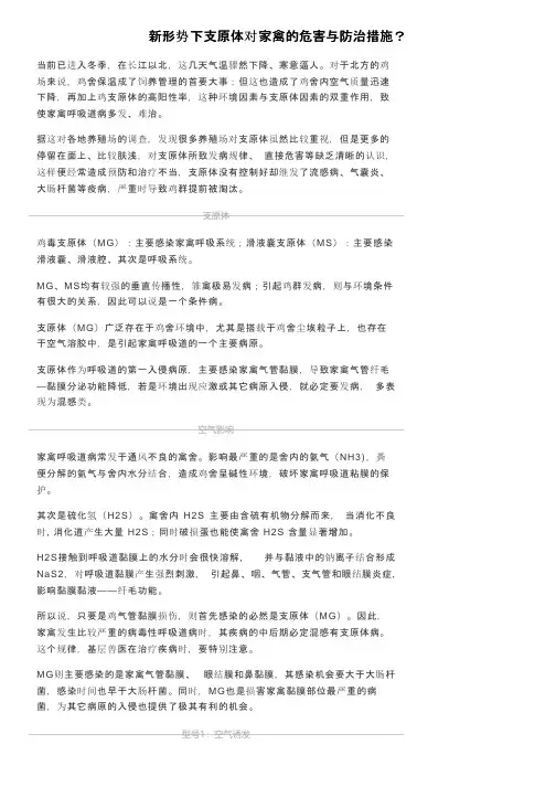 新形势下支原体对家禽的危害与防治措施？