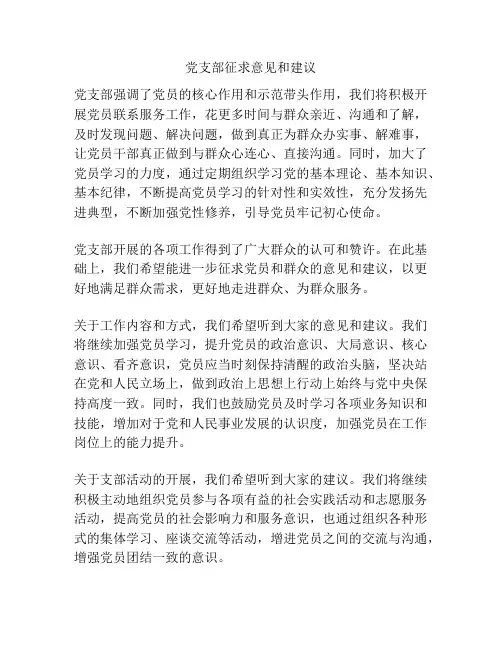 党支部征求意见和建议
