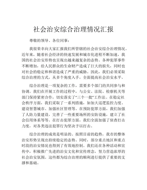 社会治安综合治理情况汇报