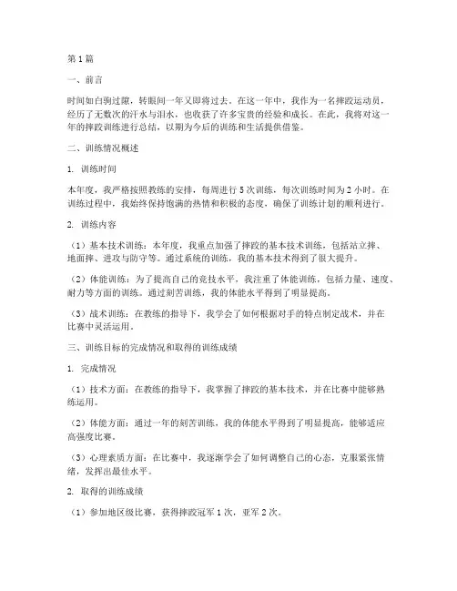 摔跤个人年度总结(3篇)