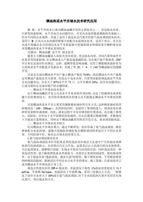 稠油热采水平井堵水技术研究应用