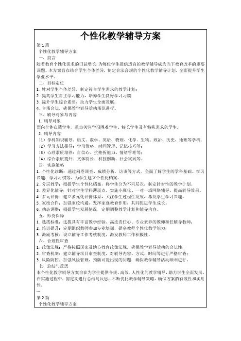 个性化教学辅导方案