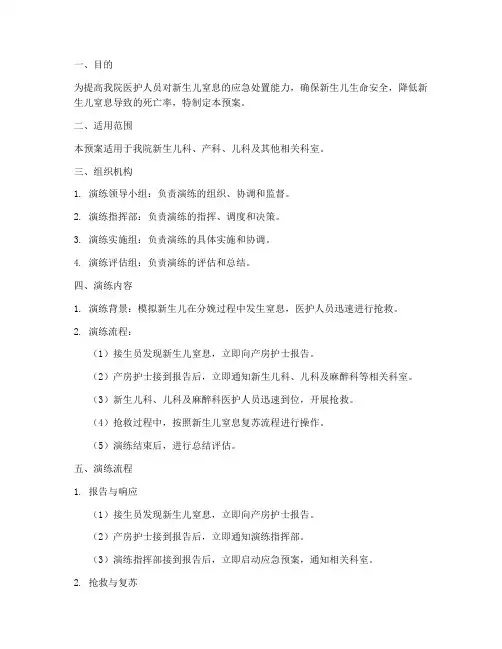 新生儿窒息应急演练预案