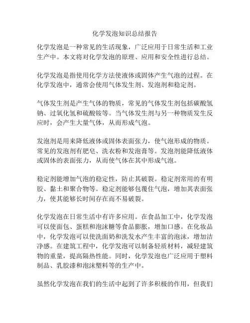化学发泡知识总结报告