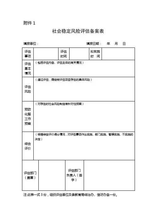 社会稳定风险评估备案表