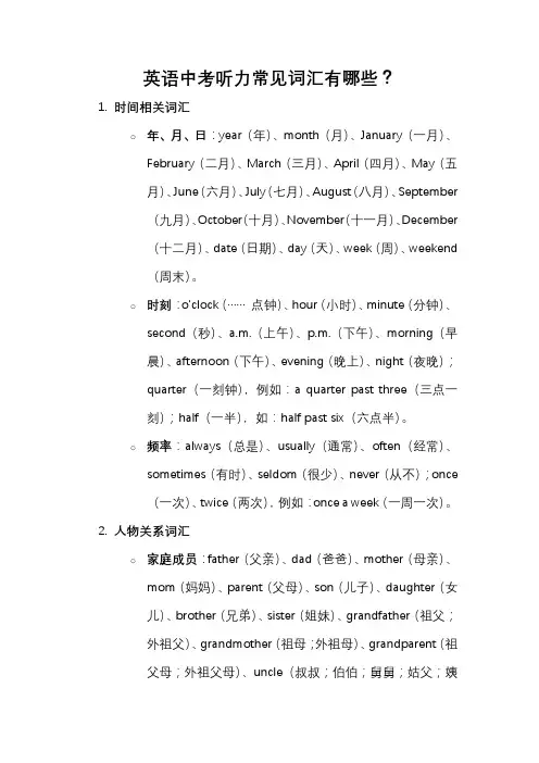 英语中考听力常见词汇有哪些
