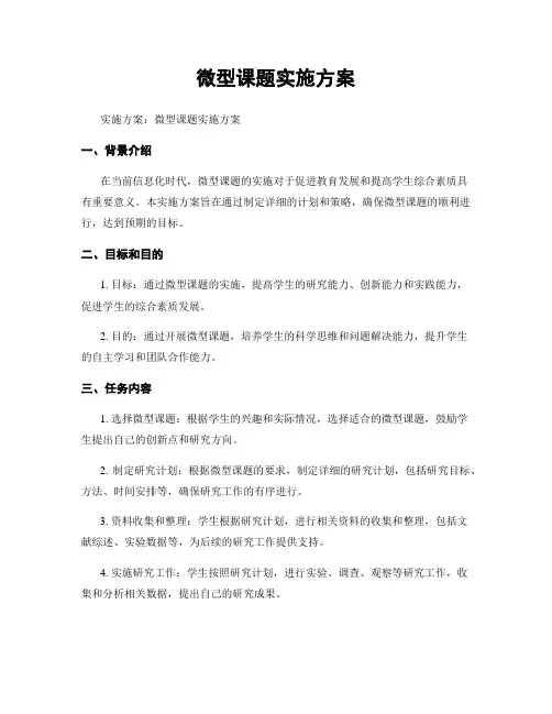 微型课题实施方案