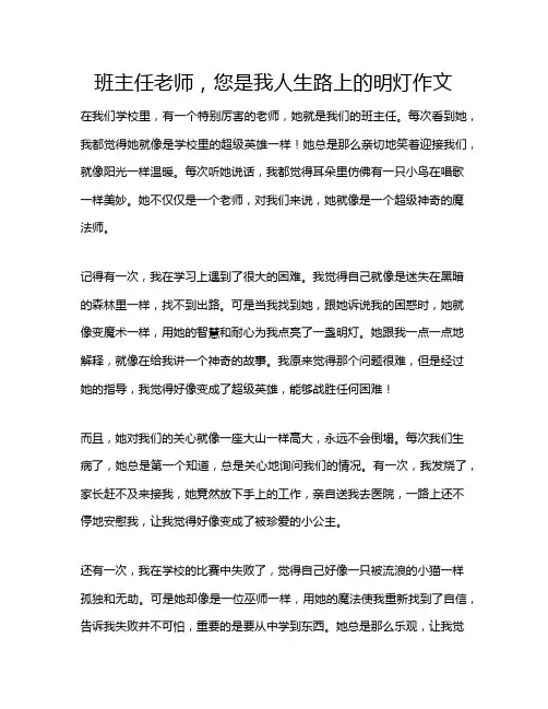 班主任老师,您是我人生路上的明灯作文