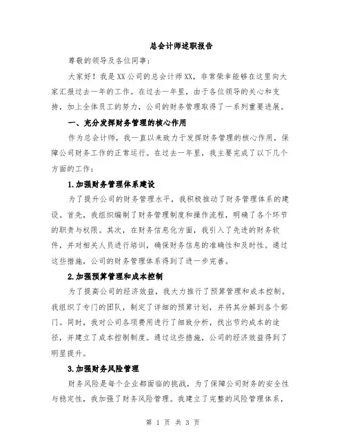 总会计师述职报告