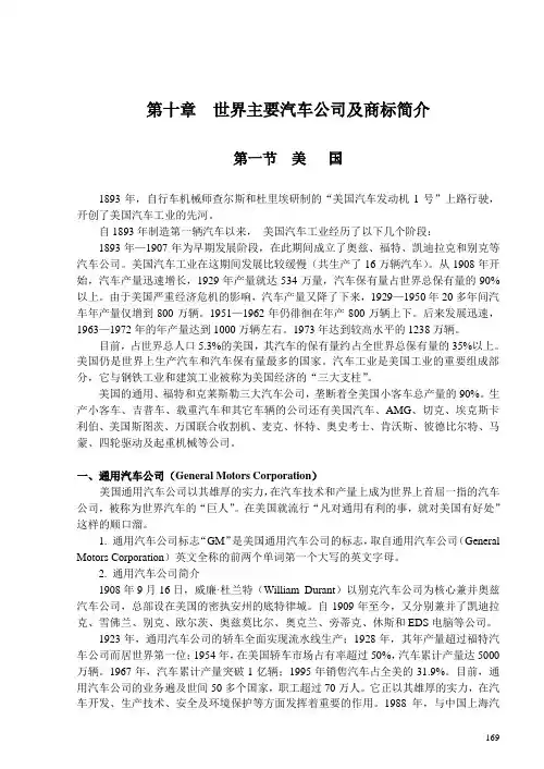 世界汽车公司及商标