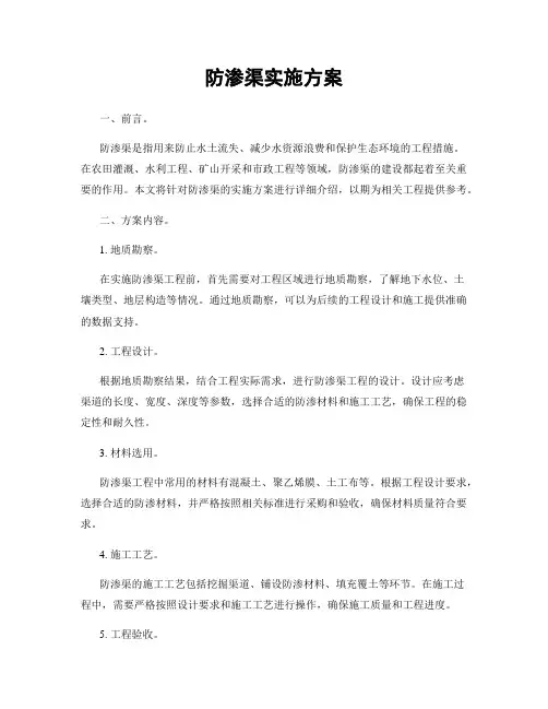 防渗渠实施方案