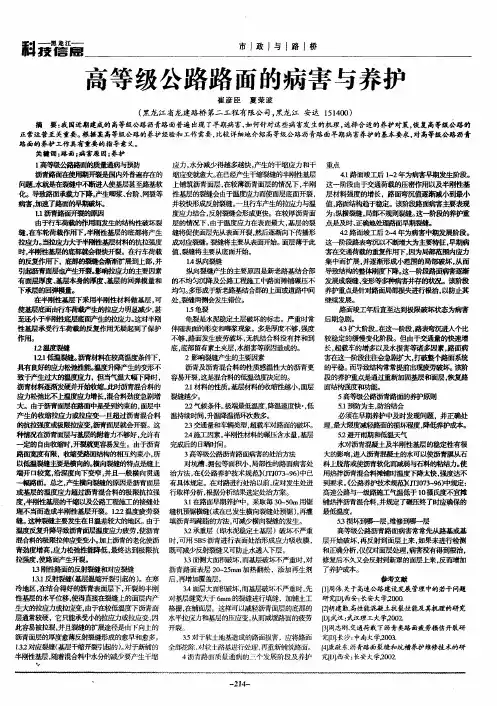 高等级公路路面的病害与养护