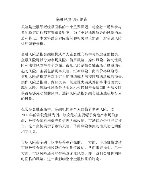 金融 风险 调研报告