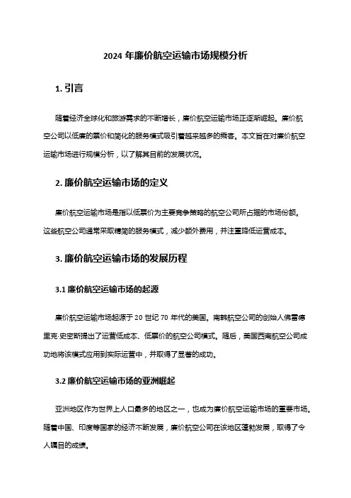 2024年廉价航空运输市场规模分析