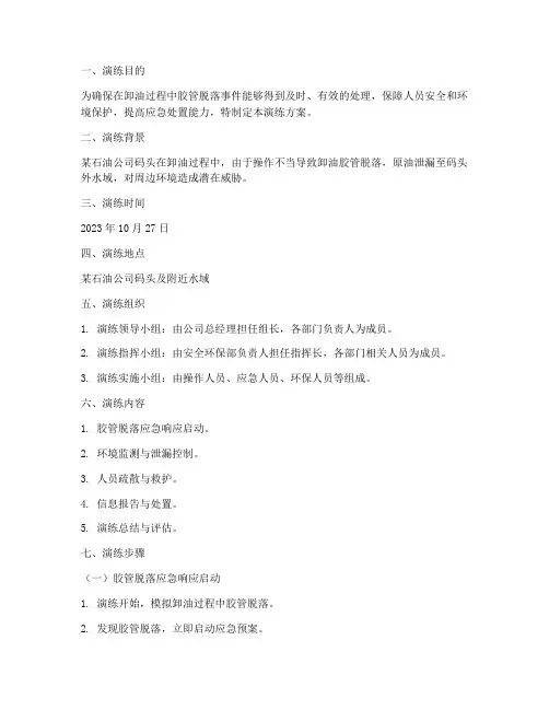 卸油胶管脱落应急预案演练