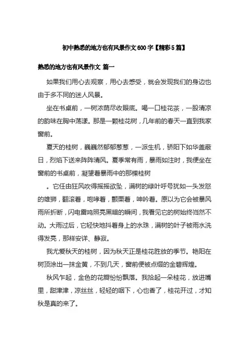 初中熟悉的地方也有风景作文600字【精彩5篇】