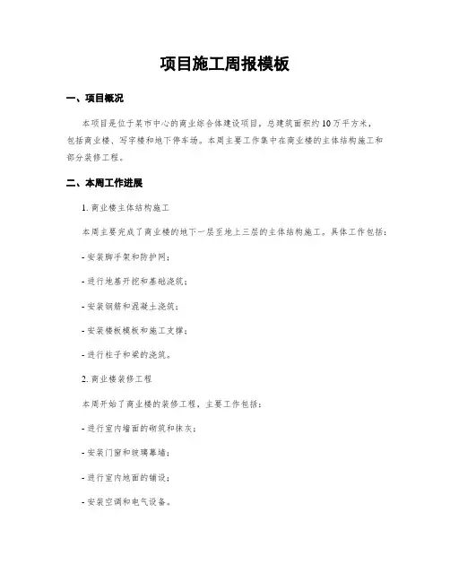 项目施工周报模板