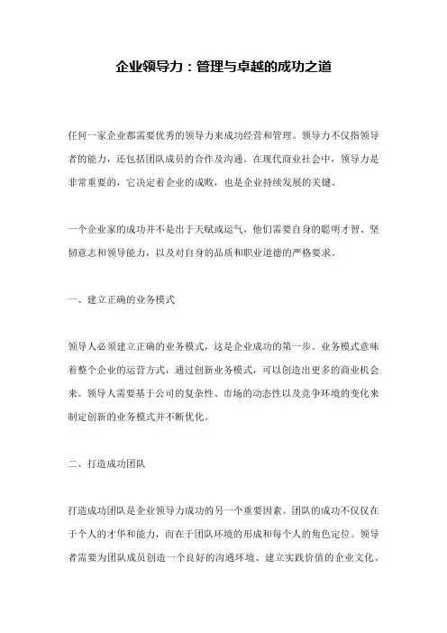 企业领导力：管理与卓越的成功之道