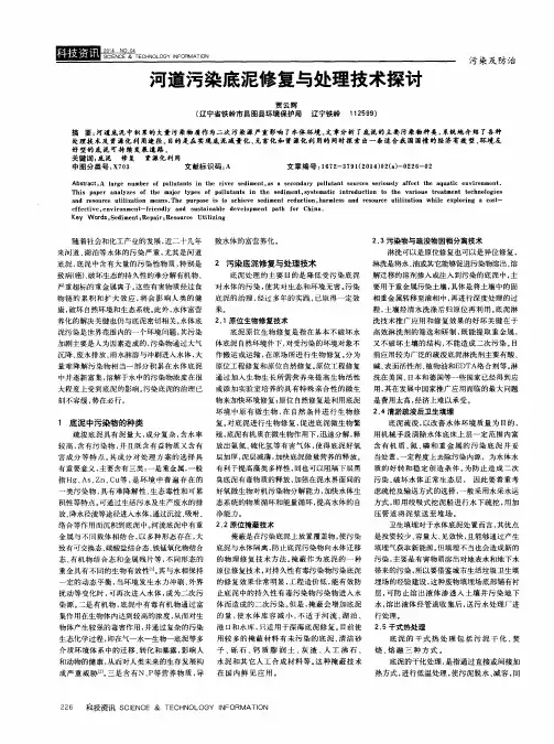 河道污染底泥修复与处理技术探讨