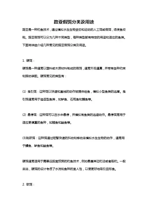 路亚假饵分类及用途