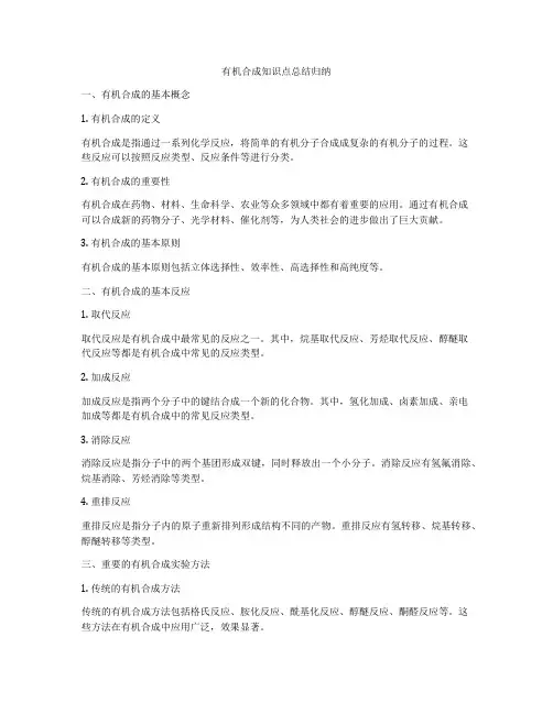 有机合成知识点总结归纳