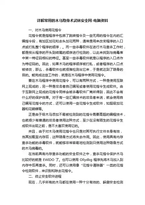 详解常用的木马隐身术武林安全网-电脑资料