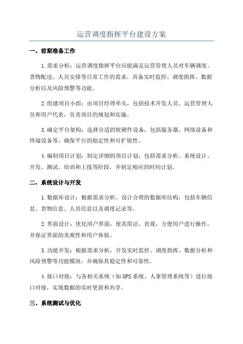 运营调度指挥平台建设方案